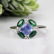 Tanzanite + Emerald + White Topaz Ring 2-5.5mm Size 8 - InnerVision Crystals