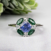 Tanzanite + Emerald + White Topaz Ring 2-5.5mm Size 8 - InnerVision Crystals
