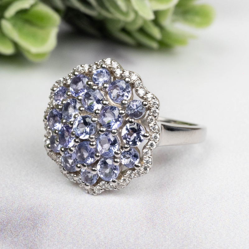 Tanzanite + White Topaz Ring 3mm Size 6 - InnerVision Crystals