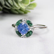 Tanzanite + Emerald + White Topaz Ring 2-5.5mm Size 9 - InnerVision Crystals