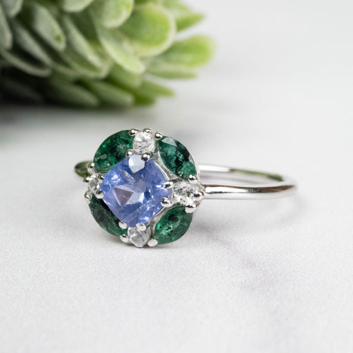 Tanzanite + Emerald + White Topaz Ring 2-5.5mm Size 9 - InnerVision Crystals