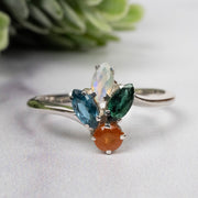 Spessartine Garnet + Kyanite + Opal + Emerald Ring 3-6mm Size 9 - InnerVision Crystals