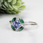 Tanzanite + Emerald + White Topaz Ring 2-5.5mm Size 10 - InnerVision Crystals