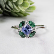 Tanzanite + Emerald + White Topaz Ring 2-5.5mm Size 10 - InnerVision Crystals