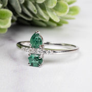 Emerald + White Topaz Ring 4-5mm Size 9 - InnerVision Crystals