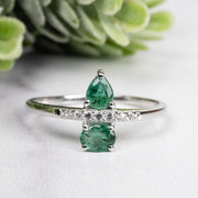 Emerald + White Topaz Ring 4-5mm Size 9 - InnerVision Crystals