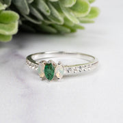 Emerald + Opal Ring 4-5mm Size 7 - InnerVision Crystals