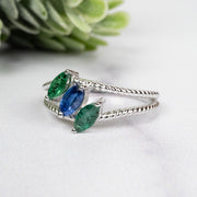 Emerald + Kyanite Ring 6x3mm Size 7 - InnerVision Crystals