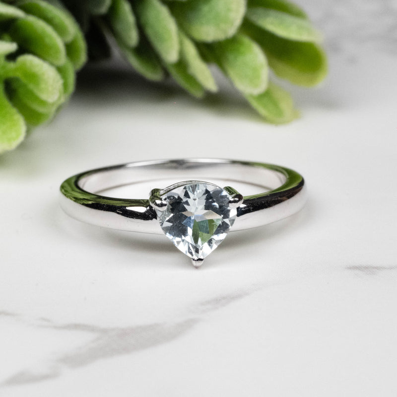 Aquamarine Ring 6mm Size 7