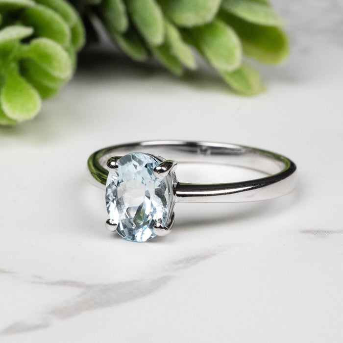 Aquamarine Ring 8x6mm Size 7