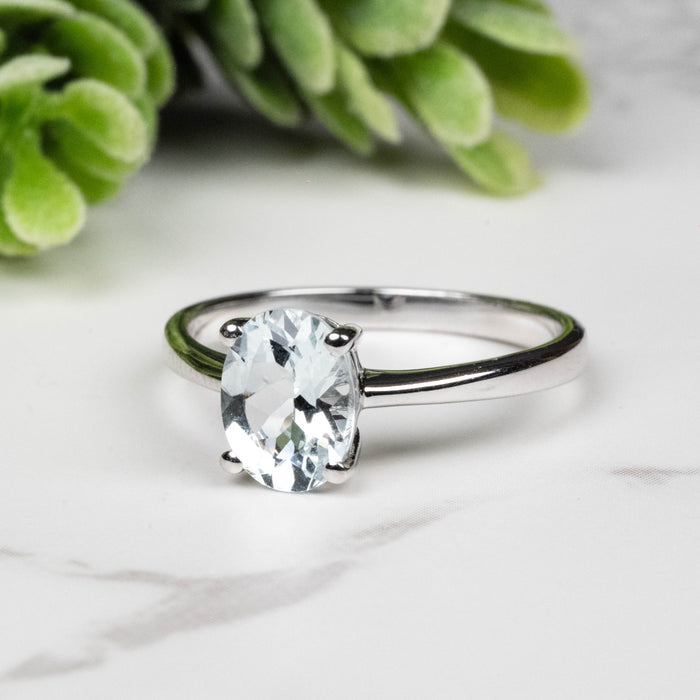 Aquamarine Ring 8x6mm Size 7