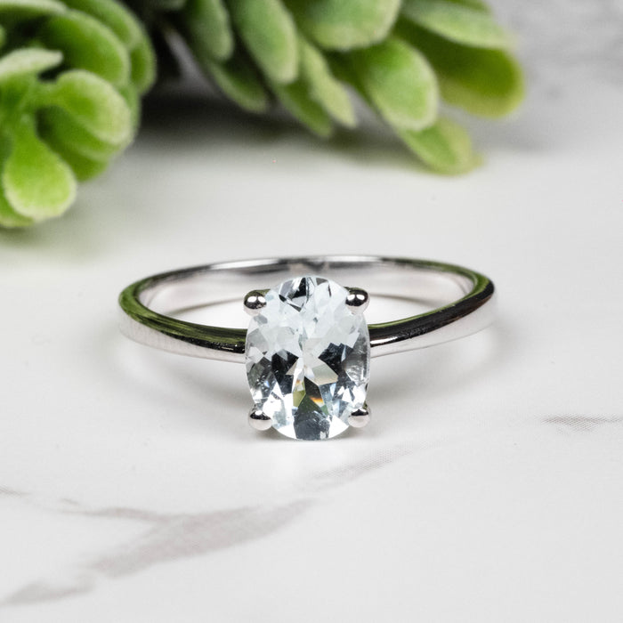 Aquamarine Ring 8x6mm Size 7