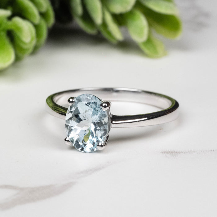 Aquamarine Ring 8x6mm Size 7