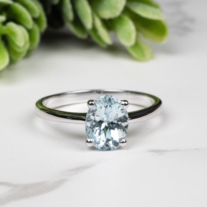 Aquamarine Ring 8x6mm Size 7