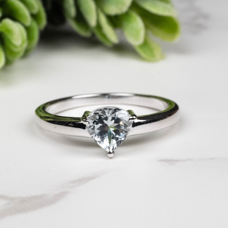Aquamarine Ring 6mm Size 7
