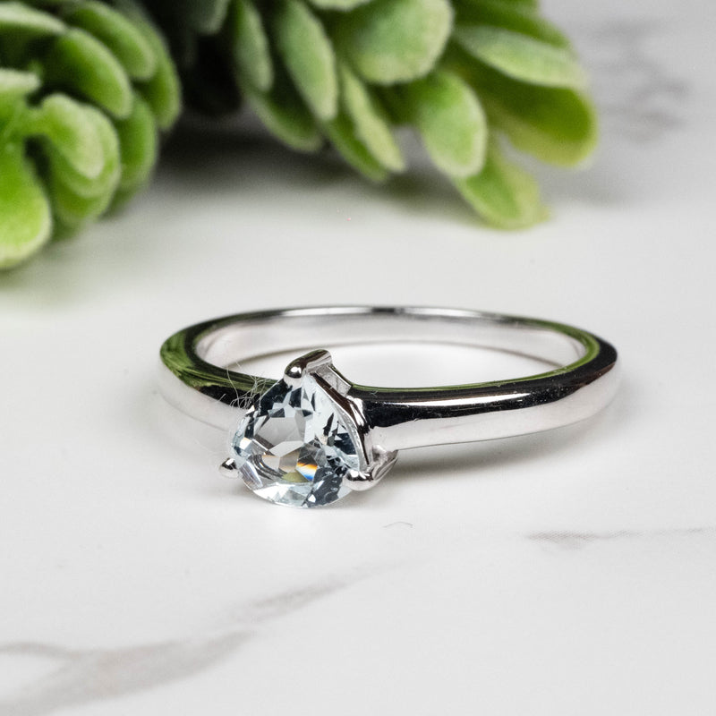 Aquamarine Ring 6mm Size 8