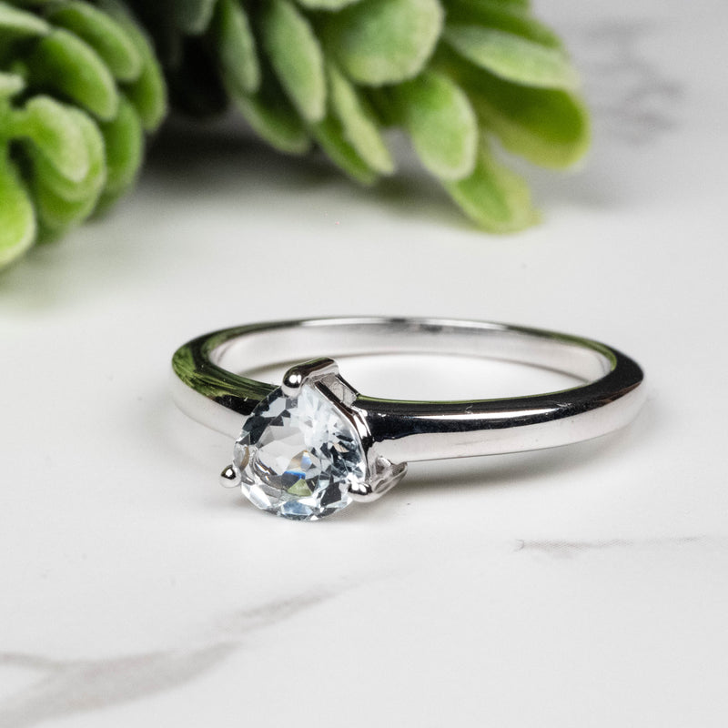 Aquamarine Ring 6mm Size 8