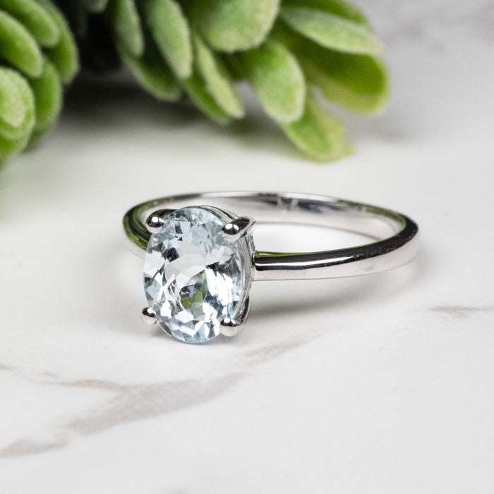 Aquamarine Ring 8x6mm Size 6