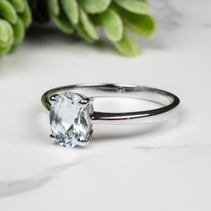 Aquamarine Ring 8x6mm Size 9