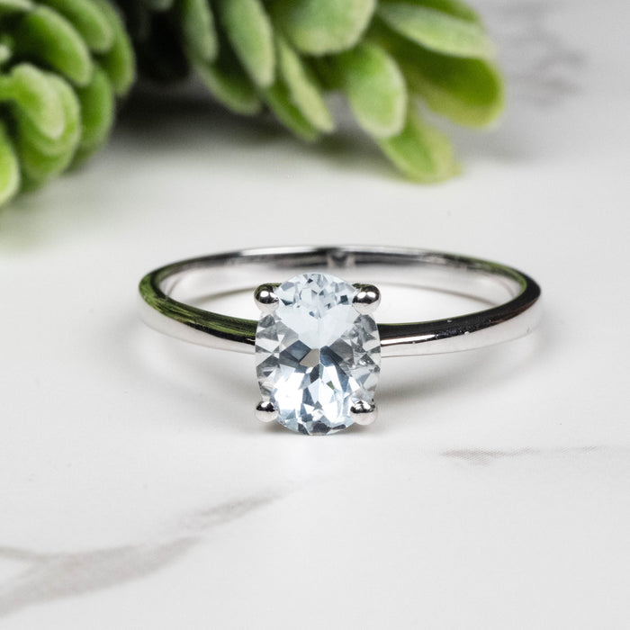 Aquamarine Ring 8x6mm Size 9