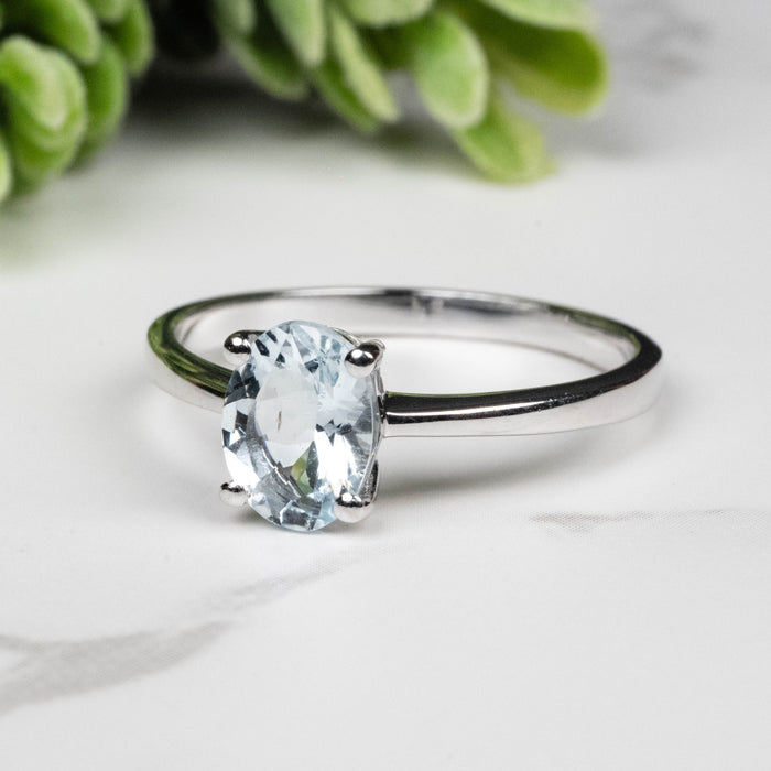 Aquamarine Ring 8x6mm Size 9