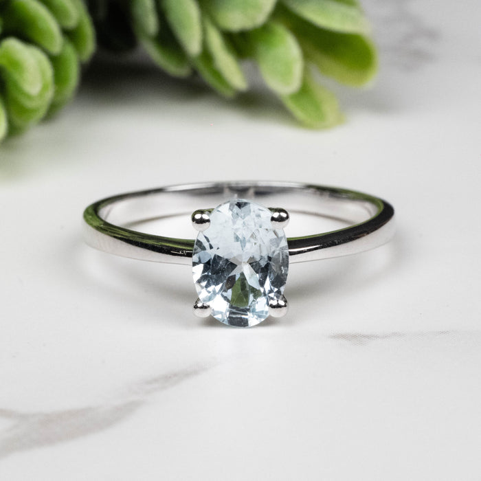 Aquamarine Ring 8x6mm Size 9