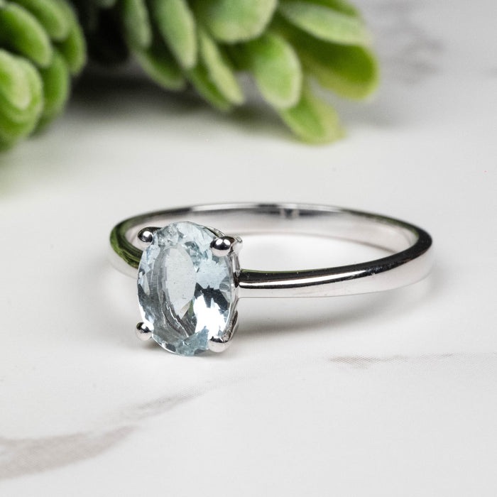 Aquamarine Ring 8x6mm Size 9