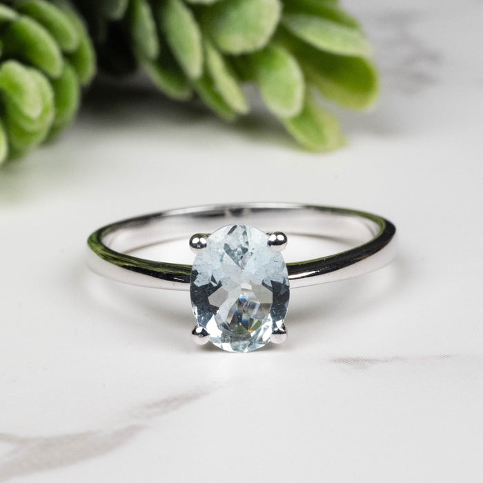 Aquamarine Ring 8x6mm Size 9