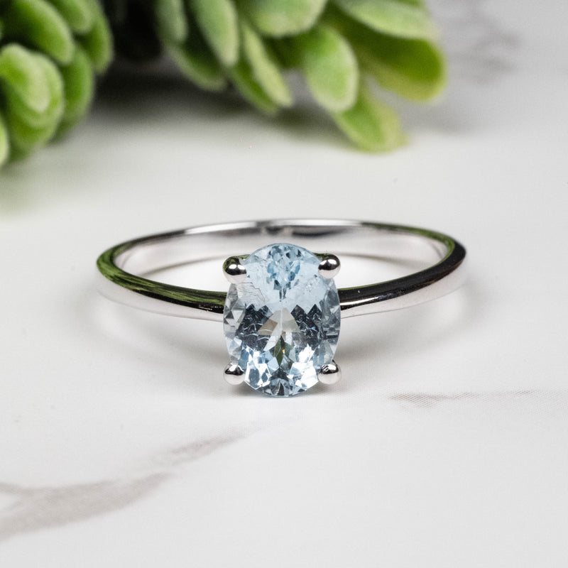 Aquamarine Ring 8x6mm Size 9