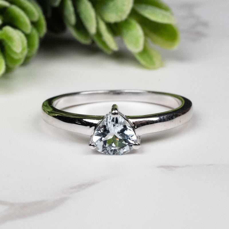 Aquamarine Ring 6mm Size 9