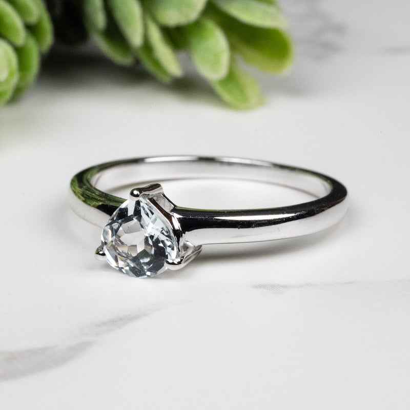 Aquamarine Ring 6mm Size 9