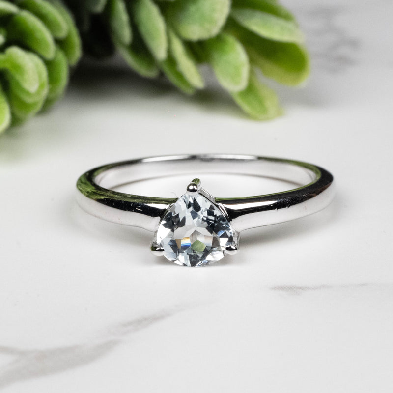 Aquamarine Ring 6mm Size 9