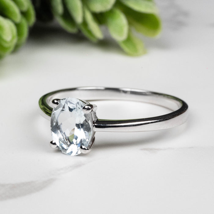 Aquamarine Ring 8x6mm Size 10