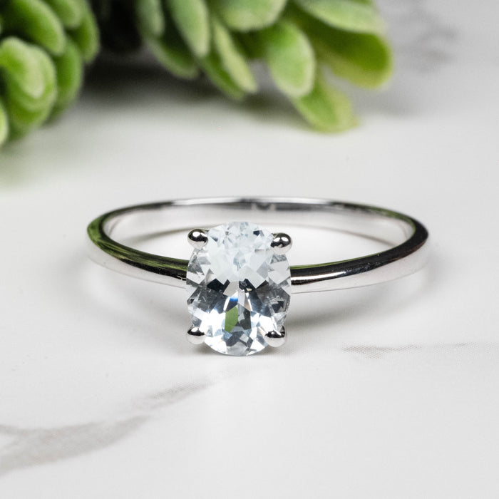 Aquamarine Ring 8x6mm Size 10