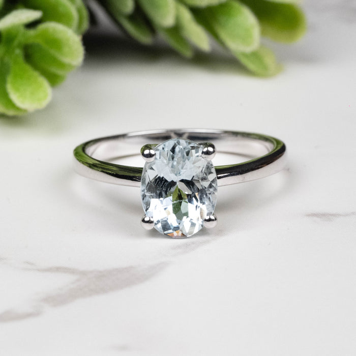 Aquamarine Ring 8x6mm Size 6