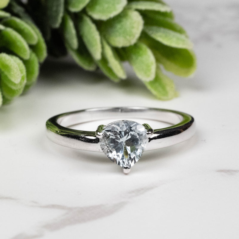 Aquamarine Ring 6mm Size 7