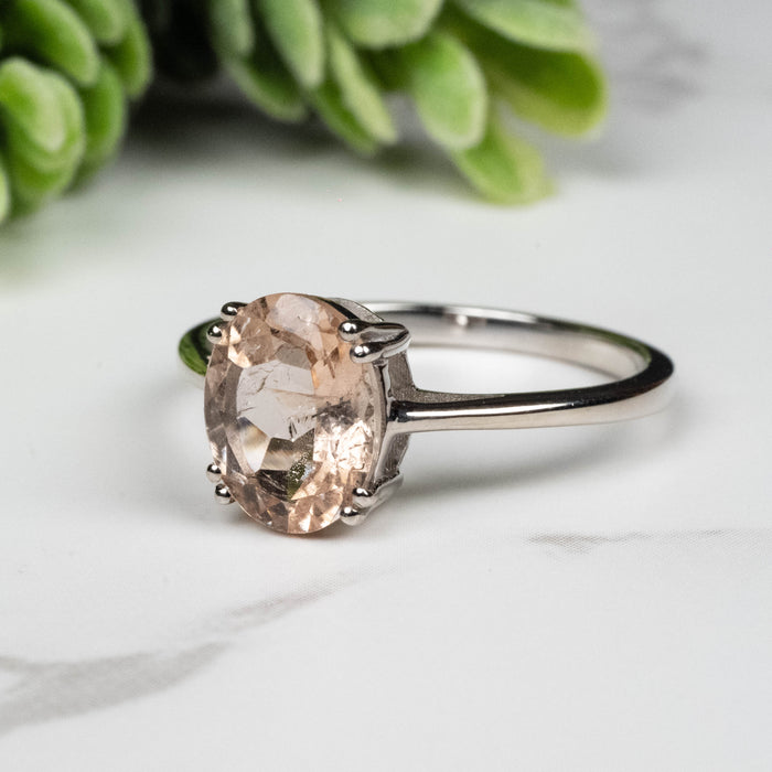 Morganite Ring 9x7mm Size 8