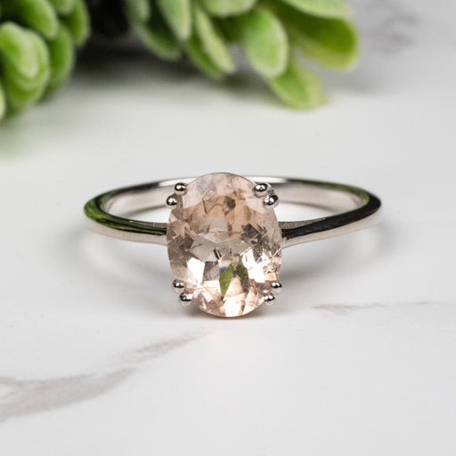 Morganite Ring 9x7mm Size 8 - InnerVision Crystals