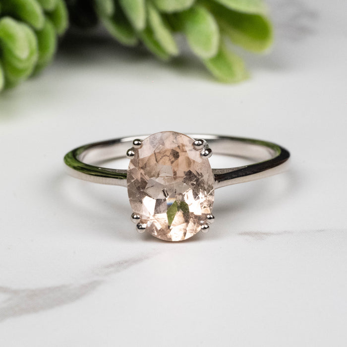 Morganite Ring 9x7mm Size 8