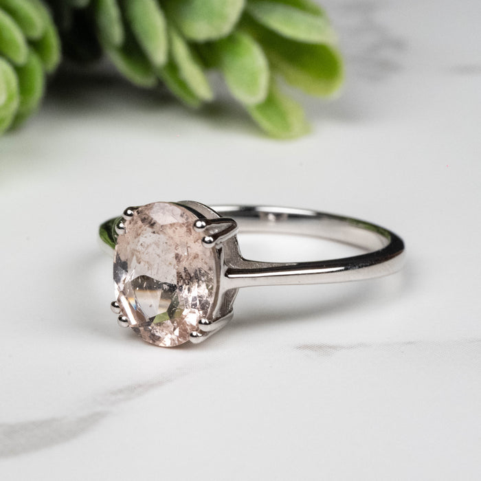 Morganite Ring 9x7mm Size 8