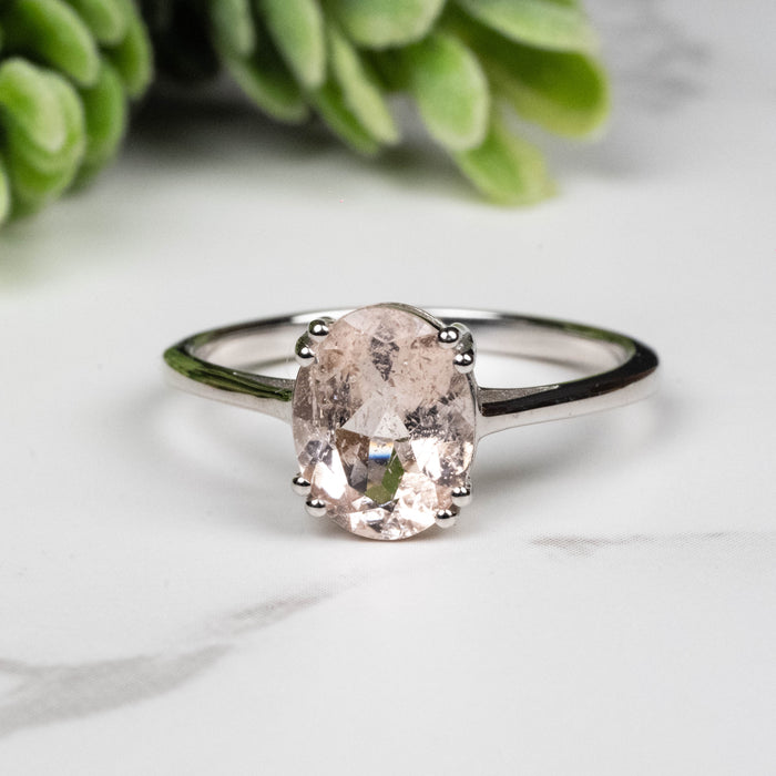 Morganite Ring 9x7mm Size 8