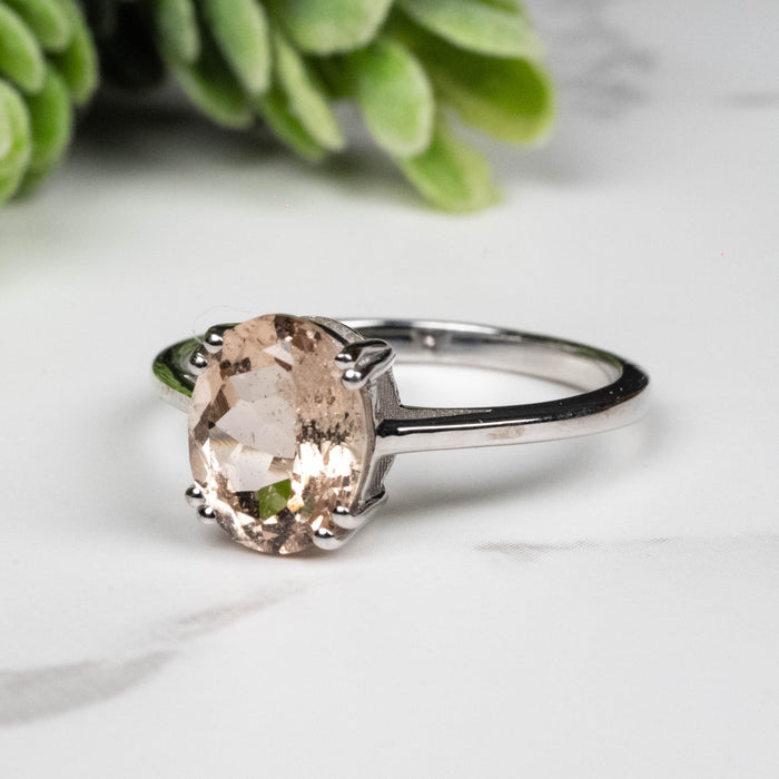 Morganite Ring 9x7mm Size 8
