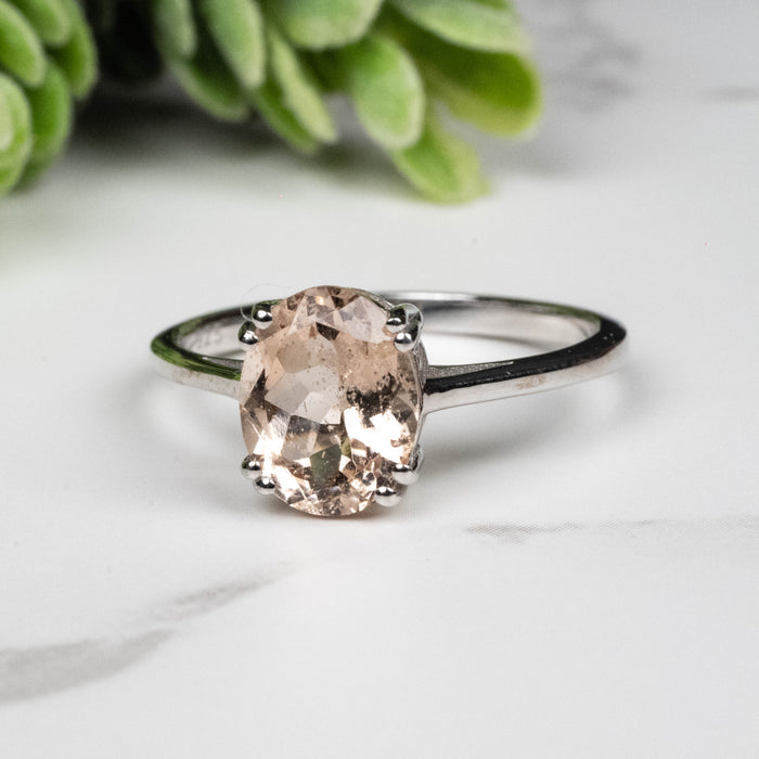 Morganite Ring 9x7mm Size 8