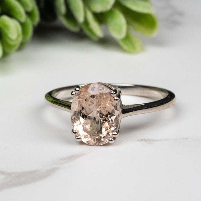 Morganite Ring 9x7mm Size 8