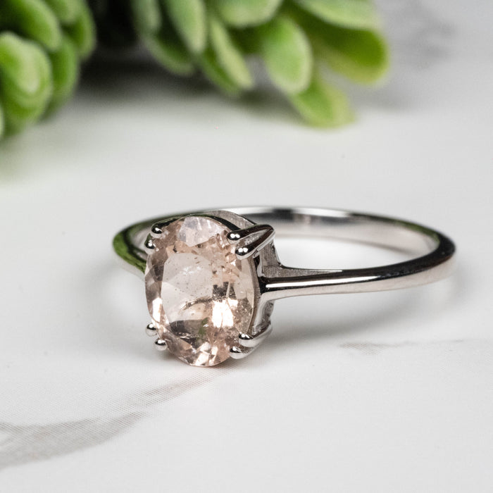 Morganite Ring 9x7mm Size 9