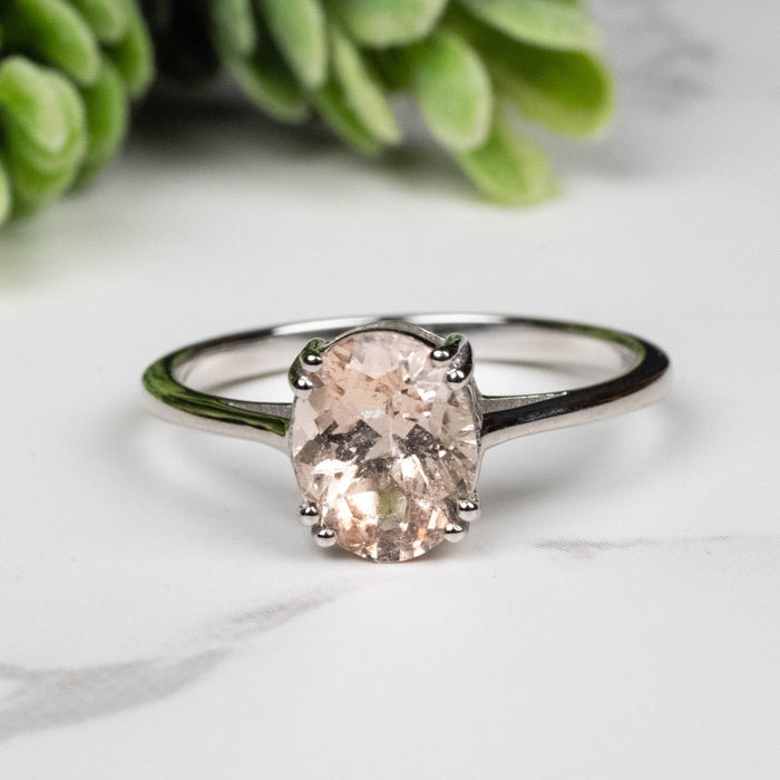 Morganite Ring 9x7mm Size 9