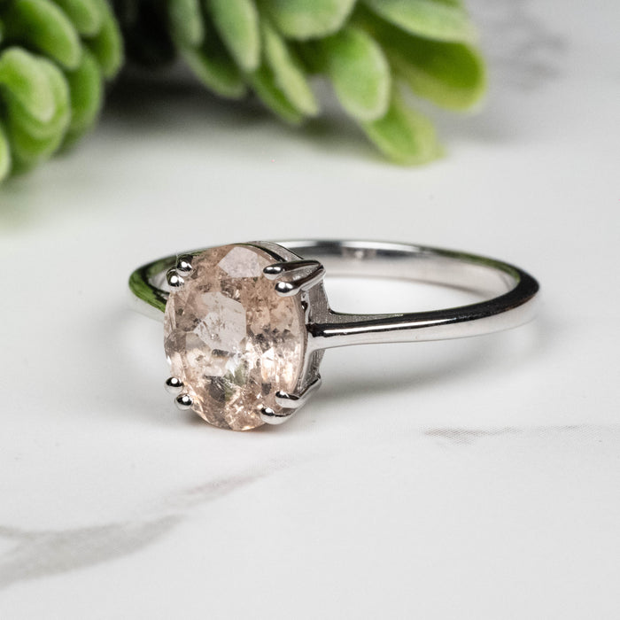 Morganite Ring 9x7mm Size 9