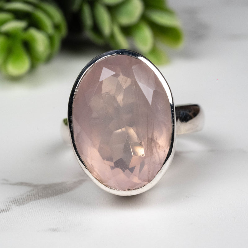 Rose Quartz Ring 17x12mm Size 8
