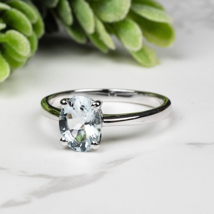 Aquamarine Ring 8x6mm Size 7