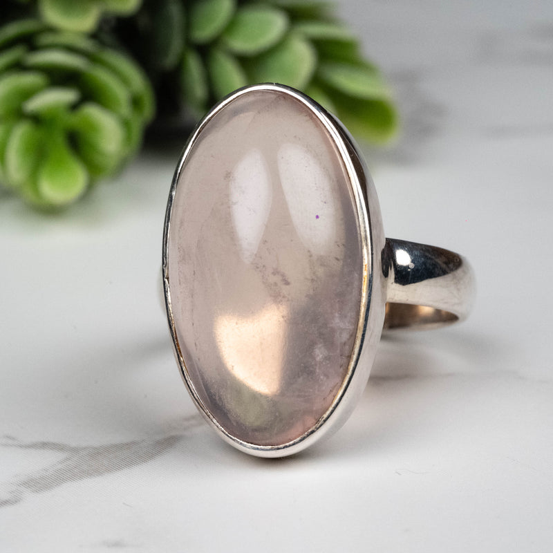 Rose Quartz Ring 22x12mm Size 9